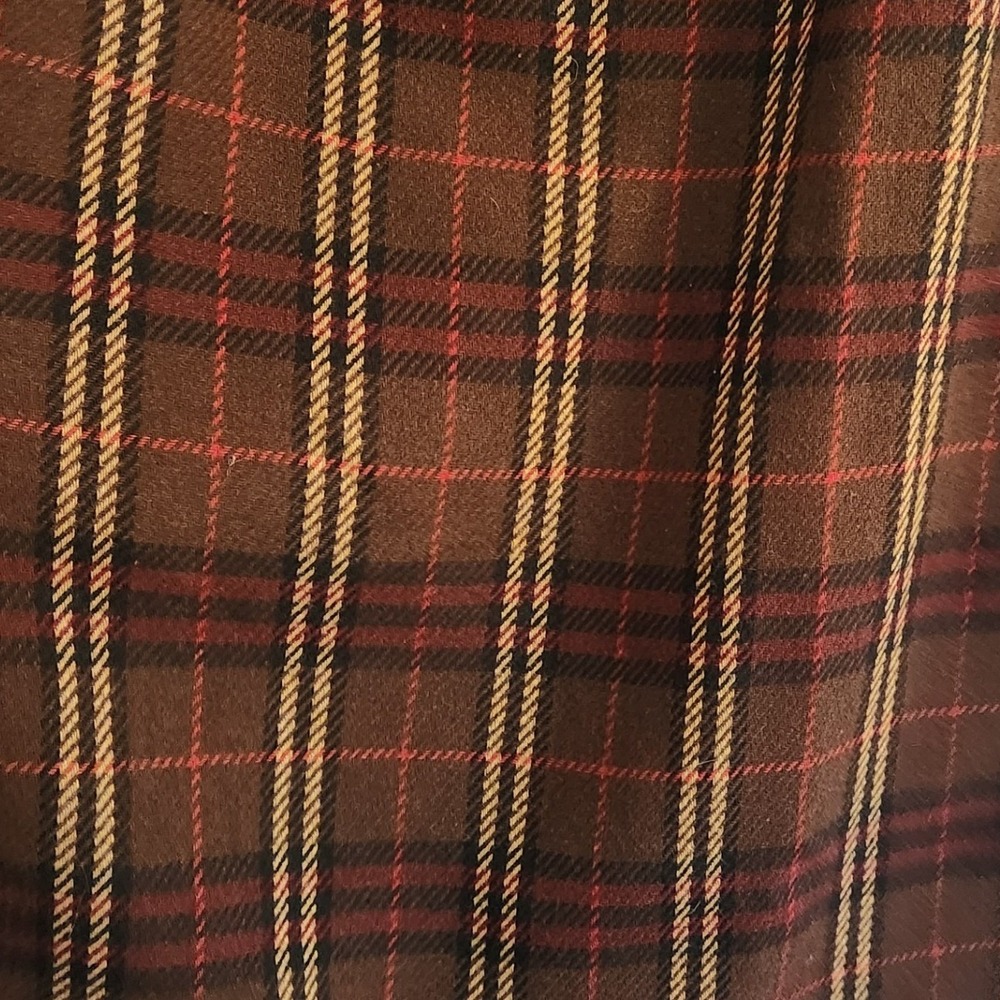 Vintage Worthington Fringed Plaid Flannel Blanket Maxi Skirt 8 Wool Blend Preppy - Picture 6 of 11